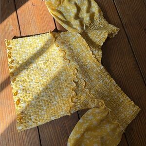 BB Dakota Sunny Yellow Off-Shoulder Crop Top